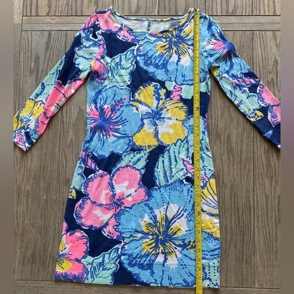 Lilly Pulitzer Marlowe Dress Navy Big Flirt Print Soft T-Shirt 3/4 Sleeve Sz XXS - Picture 5 of 10